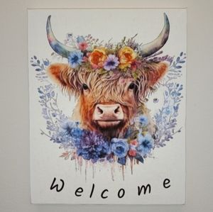 8X10 Highland Cow Welcome Canvas